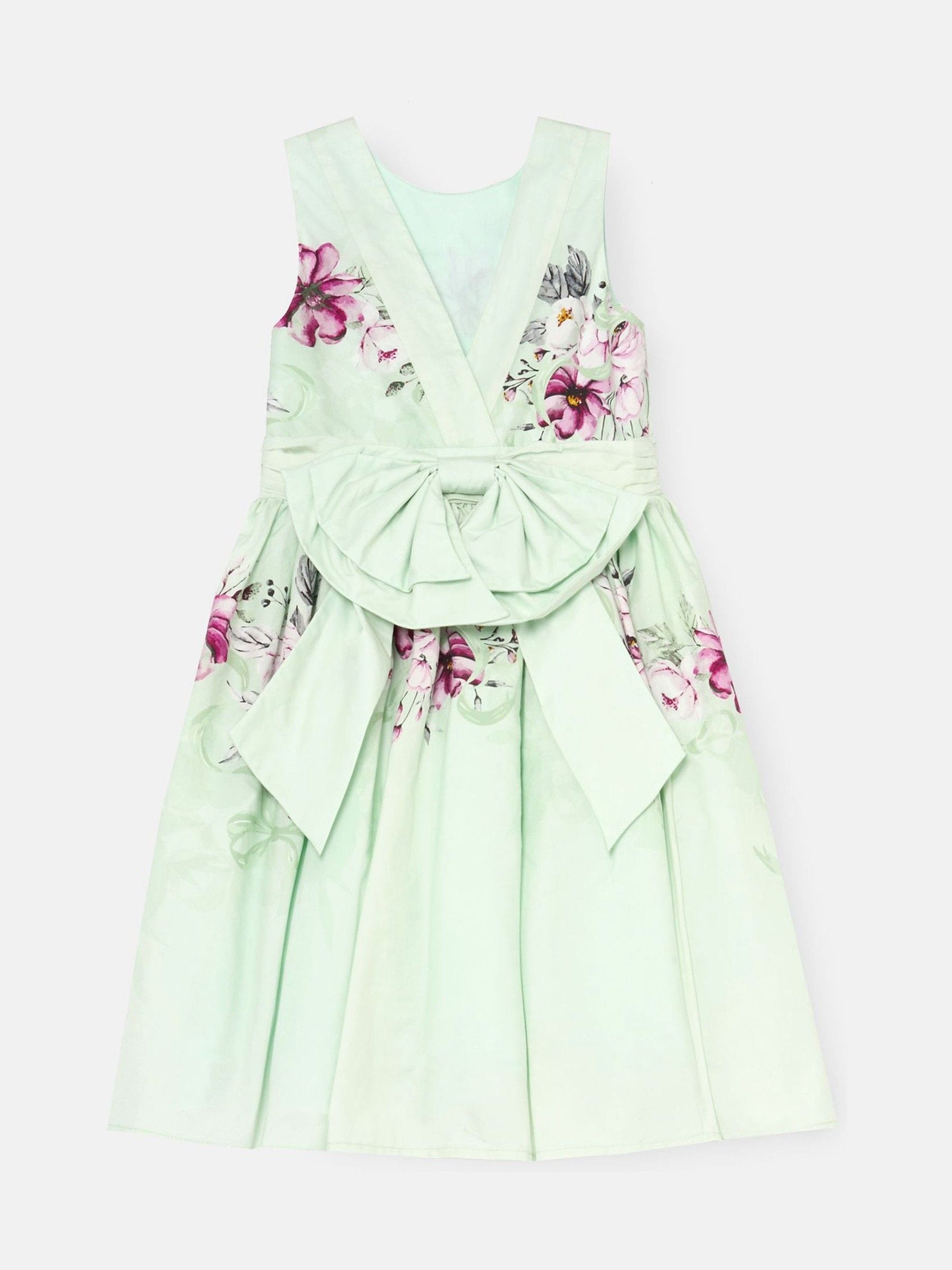 Angel & Rocket Green Elisa Print Bow Waist Dress image 7