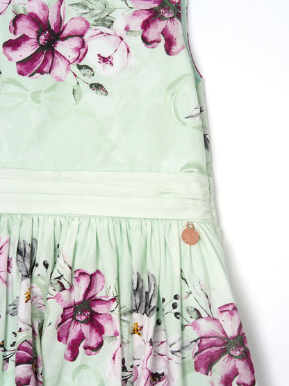 Angel & Rocket Green Elisa Print Bow Waist Dress image 8