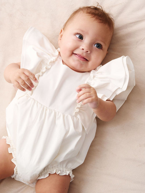 Angel & Rocket White Lily Double Frill Sleeve Romper image 1