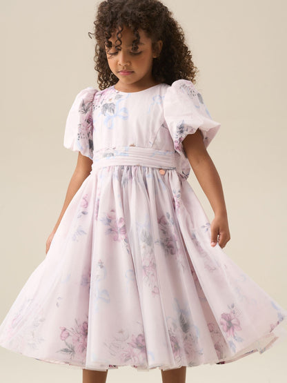 Angel & Rocket Pink Rose Tulle Overlay Floral Print Dress image 1