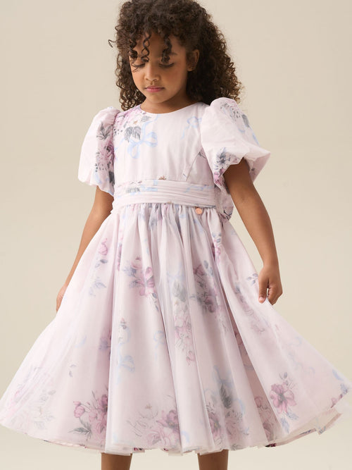 Dsiney Kidz - Angel & Rocket Pink Rose Tulle Overlay Floral Print Dress image 1