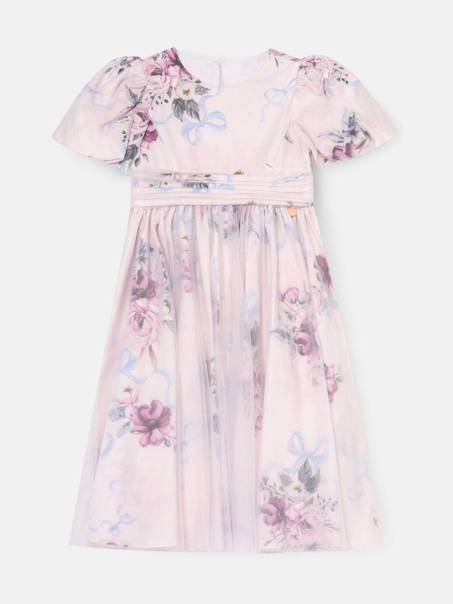 Angel & Rocket Pink Rose Tulle Overlay Floral Print Dress image 5