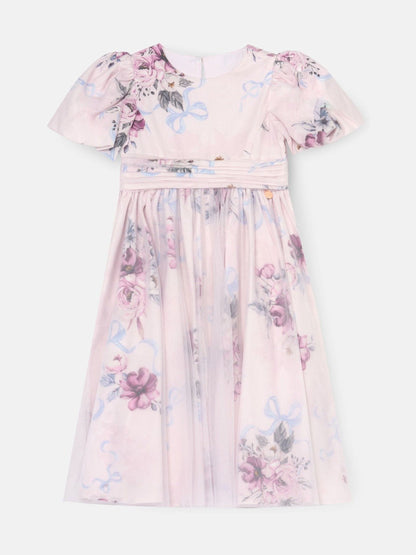 Angel & Rocket Pink Rose Tulle Overlay Floral Print Dress image 5