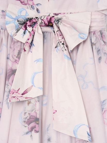 Angel & Rocket Pink Rose Tulle Overlay Floral Print Dress image 7
