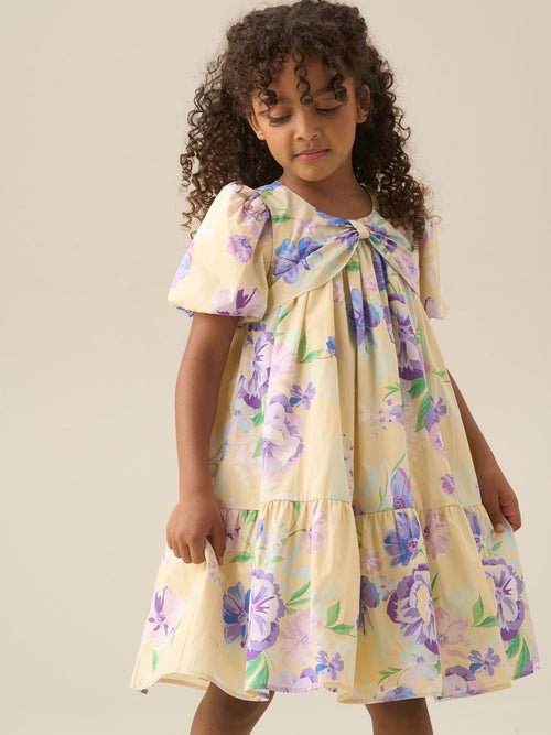 Dsiney Kidz - Angel & Rocket Yellow Lucia Floral Print Puff Sleeve Dress image 1