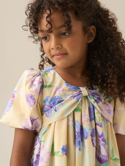 Angel & Rocket Yellow Lucia Floral Print Puff Sleeve Dress image 2