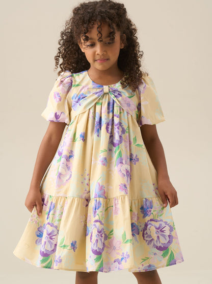 Angel & Rocket Yellow Lucia Floral Print Puff Sleeve Dress image 5