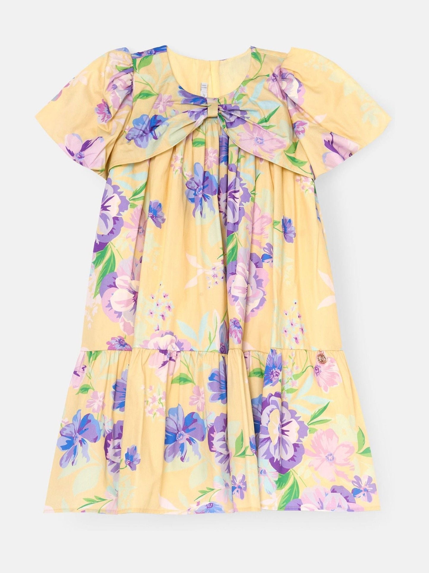 Angel & Rocket Yellow Lucia Floral Print Puff Sleeve Dress image 6