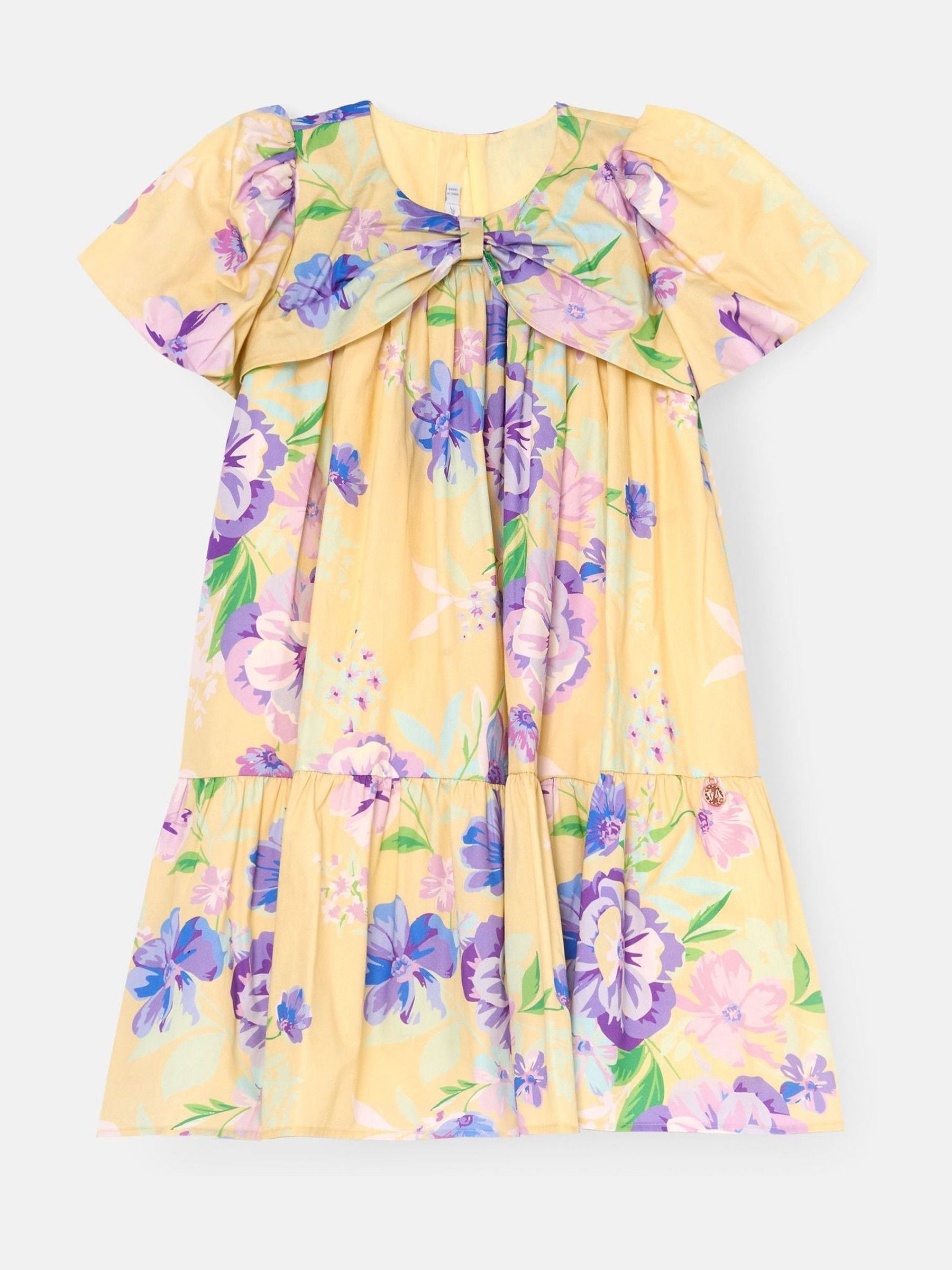 Angel & Rocket Yellow Lucia Floral Print Puff Sleeve Dress image 6
