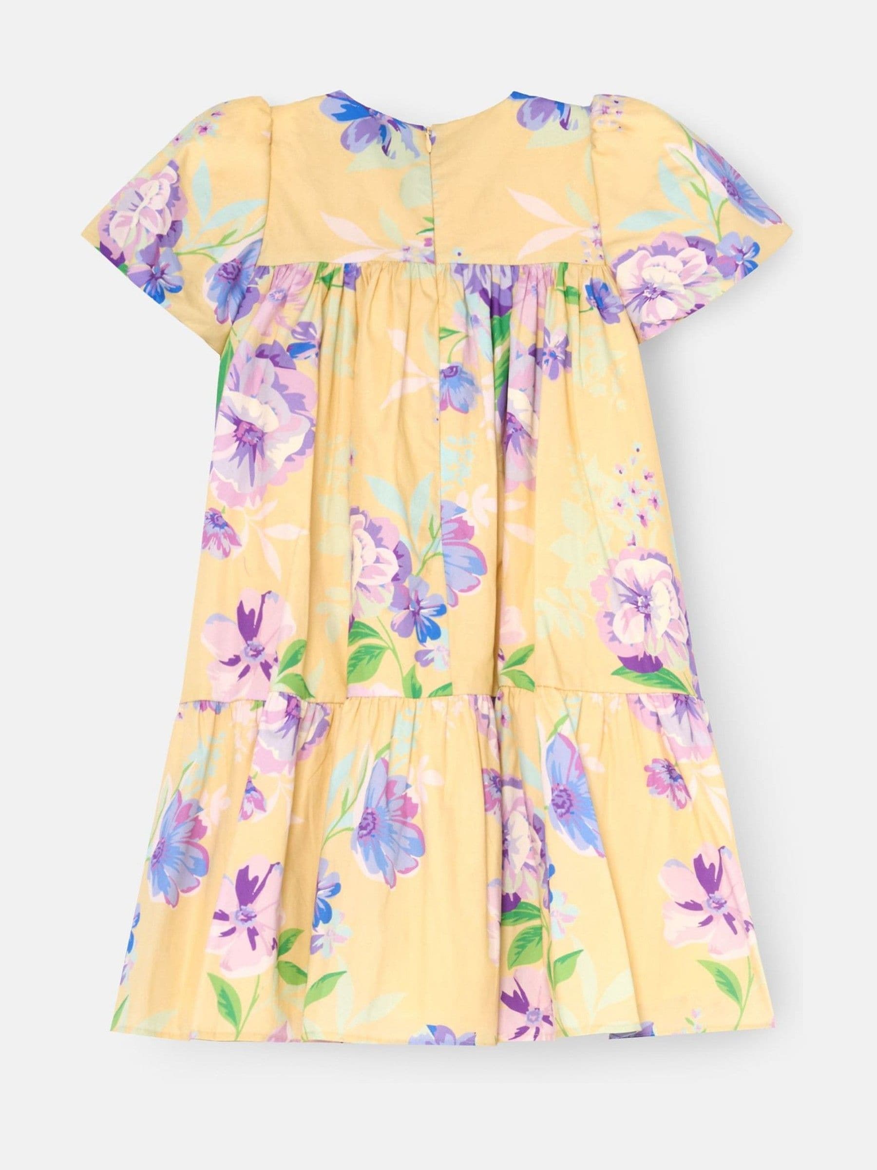 Angel & Rocket Yellow Lucia Floral Print Puff Sleeve Dress image 7