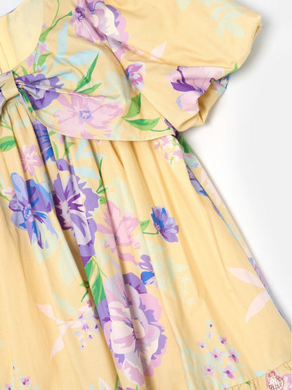 Angel & Rocket Yellow Lucia Floral Print Puff Sleeve Dress image 8