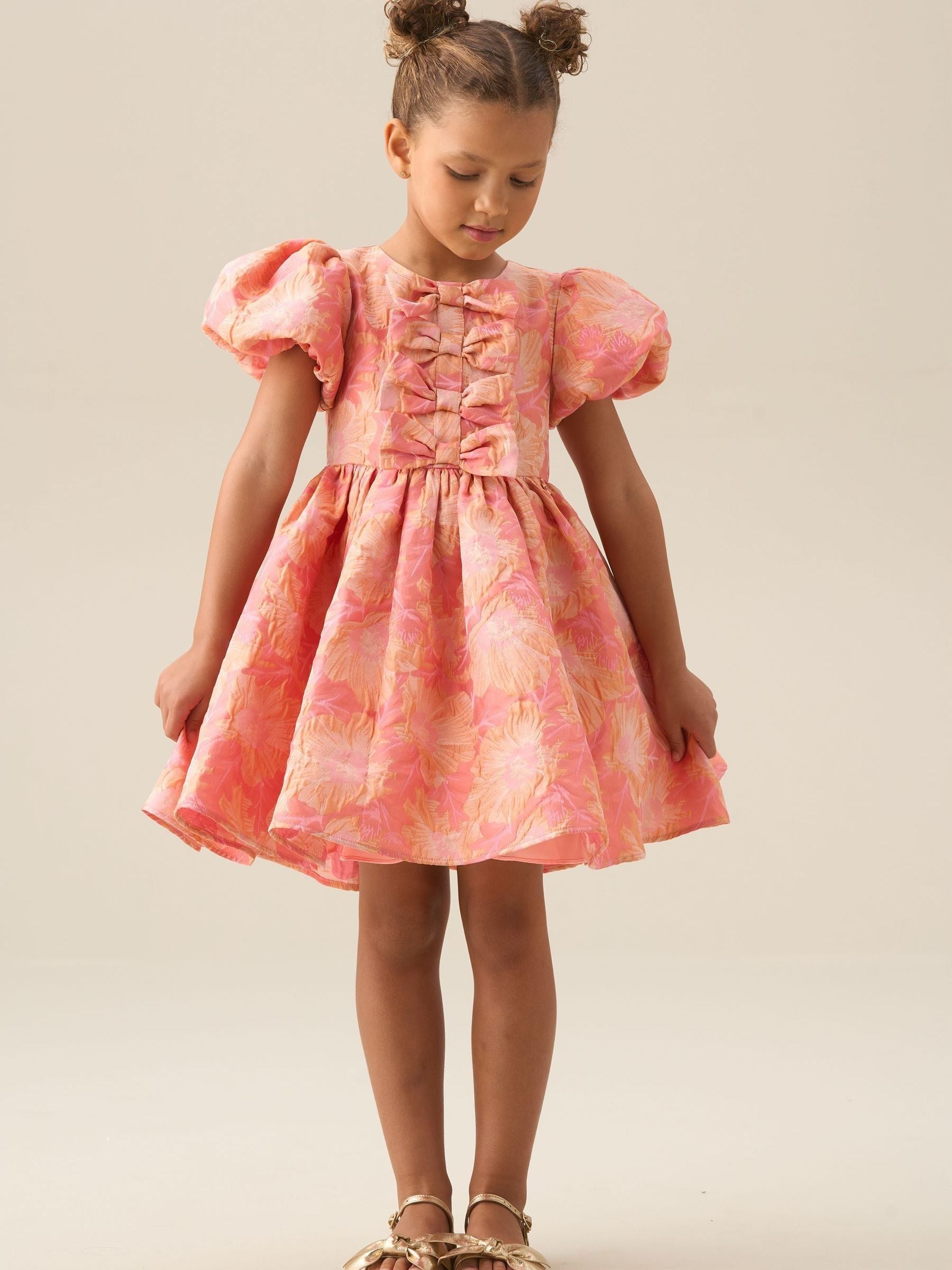 Angel & Rocket Pink Georgia Bow Jacquard Dress image 2