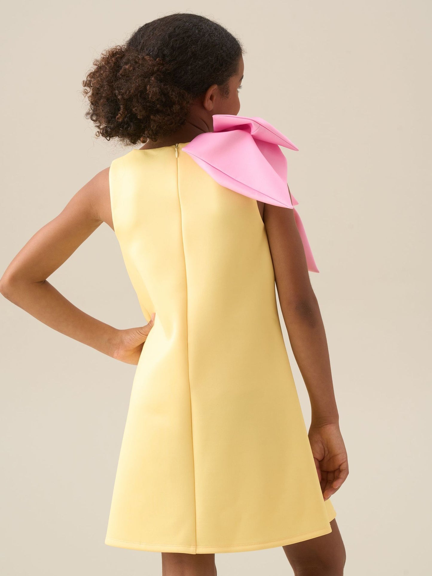 Angel & Rocket Yellow Thea Oversized Bow Shoulder Dress image 3