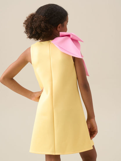 Angel & Rocket Yellow Thea Oversized Bow Shoulder Dress image 3