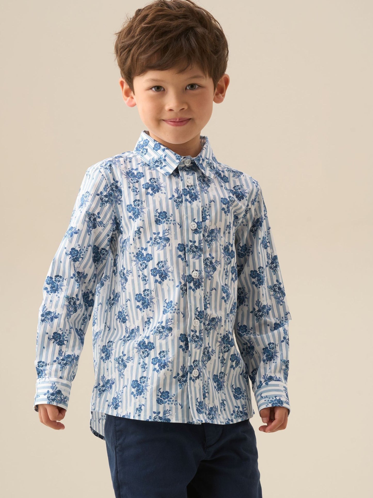 Dsiney Kidz - Angel & Rocket Blue/White Ollie Stripe Floral Shirt image 1