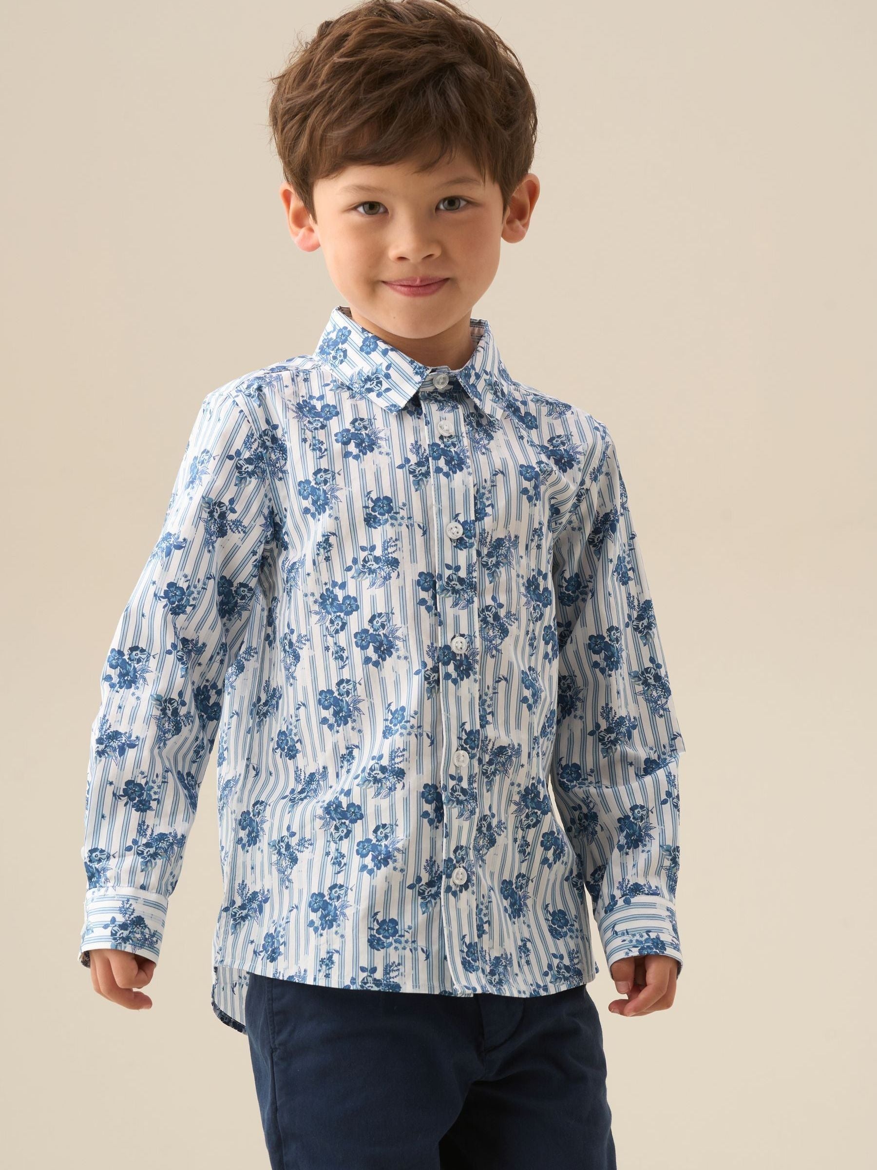 Dsiney Kidz - Angel & Rocket Blue/White Ollie Stripe Floral Shirt image 1