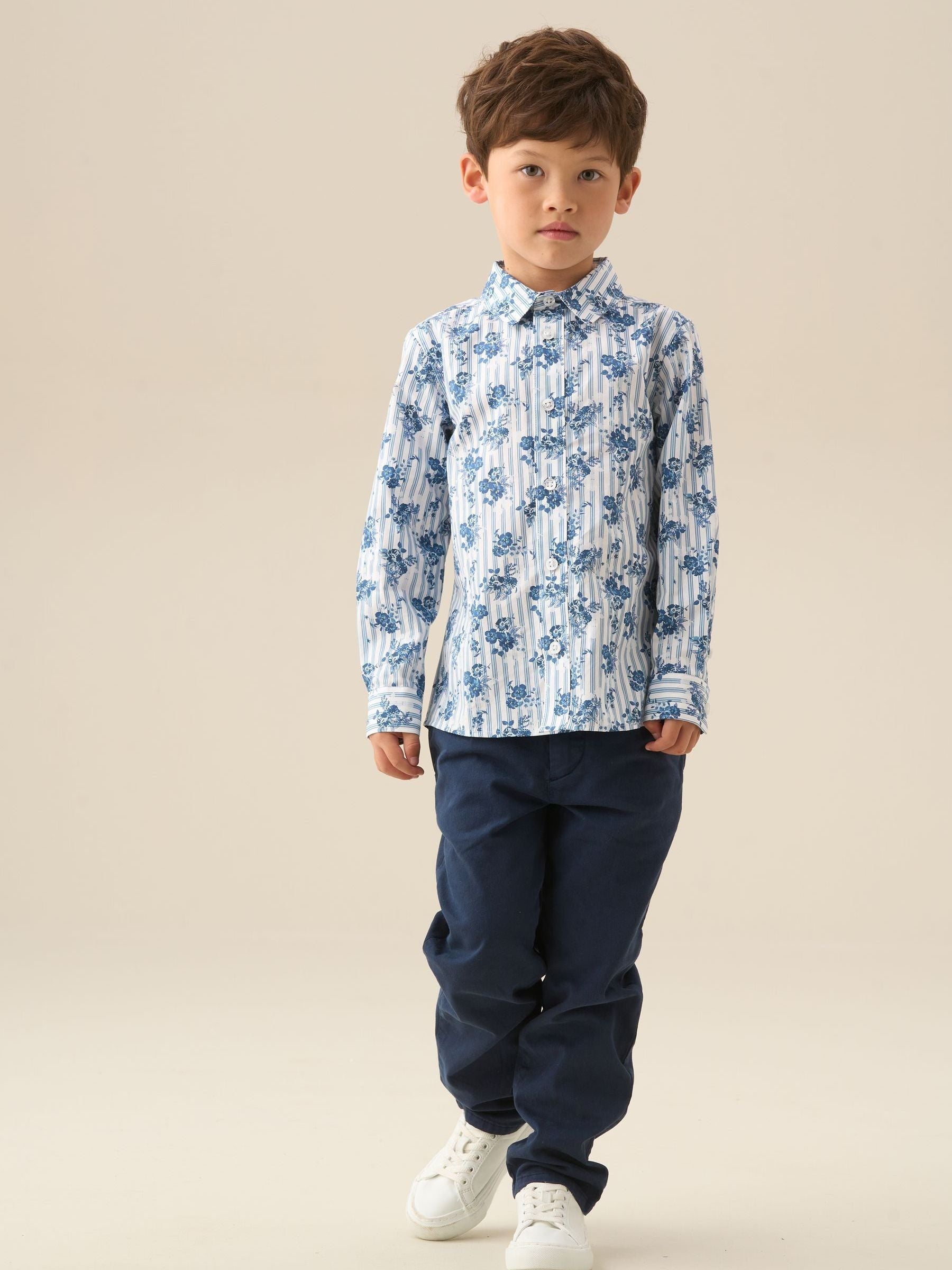 Dsiney Kidz - Angel & Rocket Blue/White Ollie Stripe Floral Shirt image 2