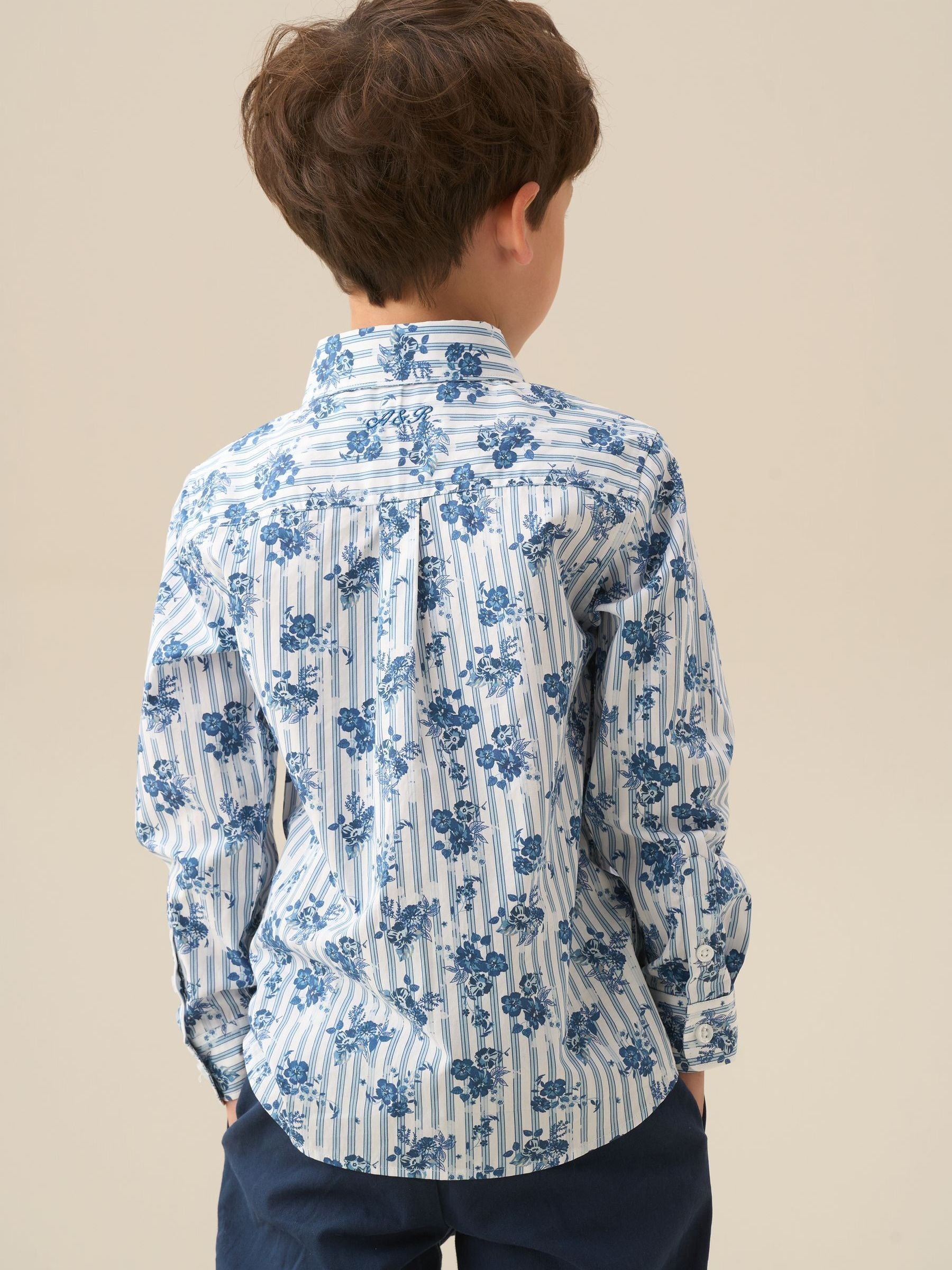 Dsiney Kidz - Angel & Rocket Blue/White Ollie Stripe Floral Shirt image 4