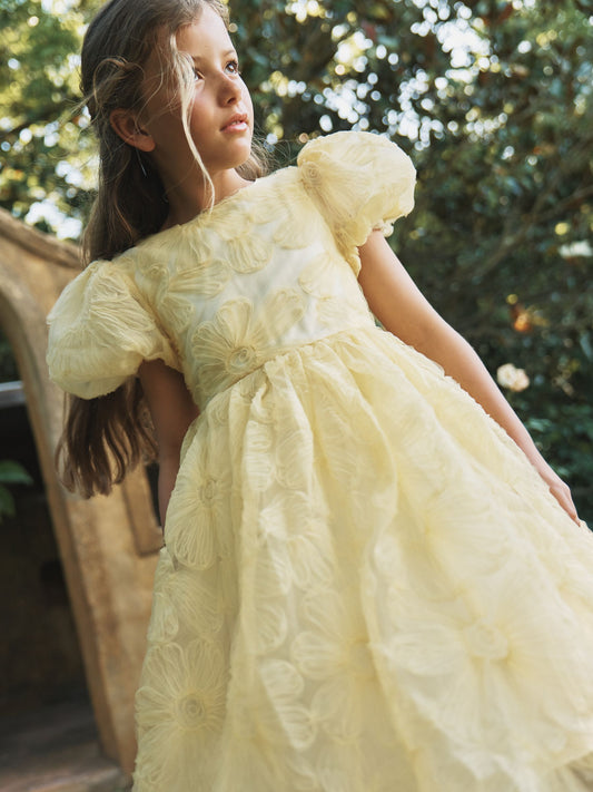 Dsiney Kidz - Angel & Rocket Yellow Francine Embellished Puff Sleeve Dress image 1