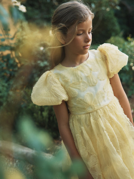 Dsiney Kidz - Angel & Rocket Yellow Francine Embellished Puff Sleeve Dress image 2