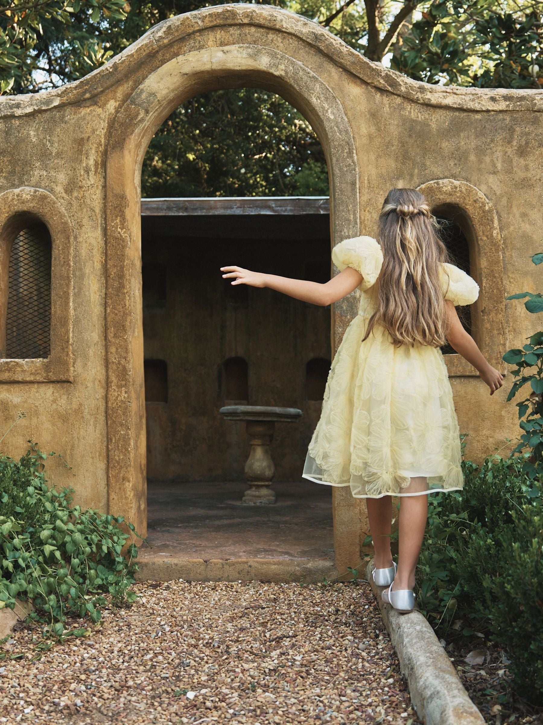 Angel & Rocket Yellow Francine Embellished Puff Sleeve Dress image 3