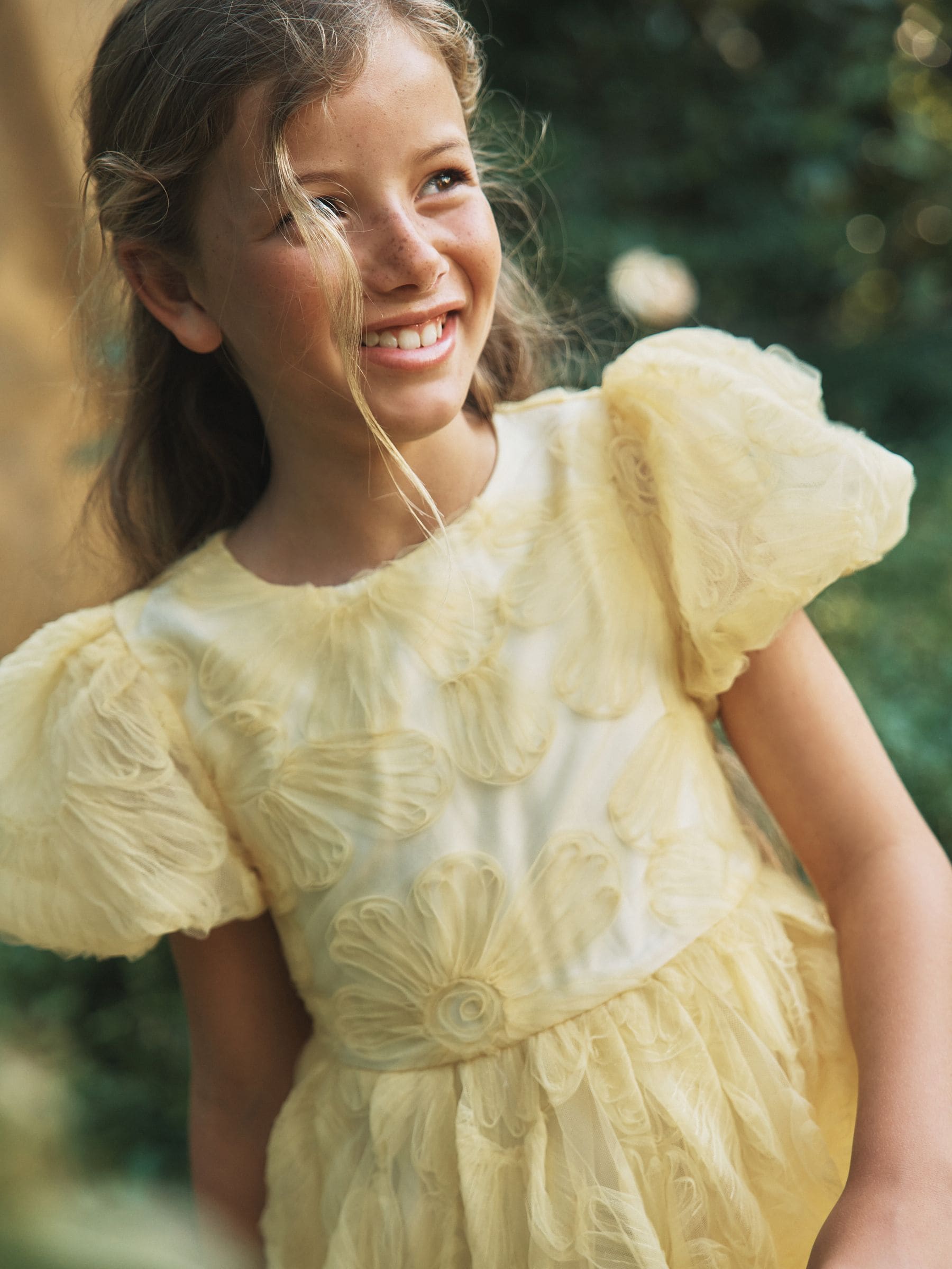 Angel & Rocket Yellow Francine Embellished Puff Sleeve Dress image 4