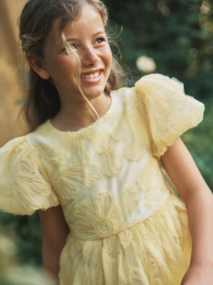 Angel & Rocket Yellow Francine Embellished Puff Sleeve Dress image 4