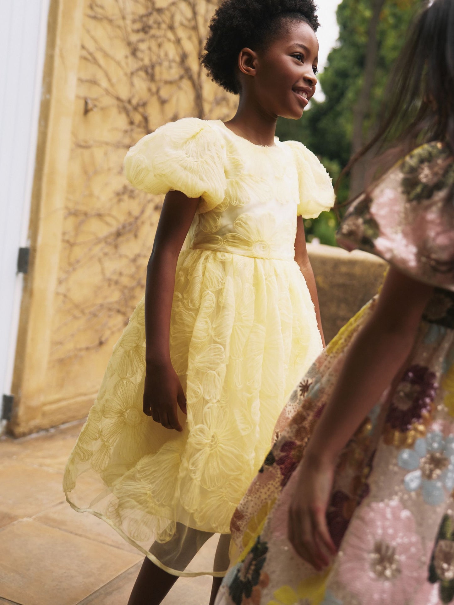 Angel & Rocket Yellow Francine Embellished Puff Sleeve Dress image 5