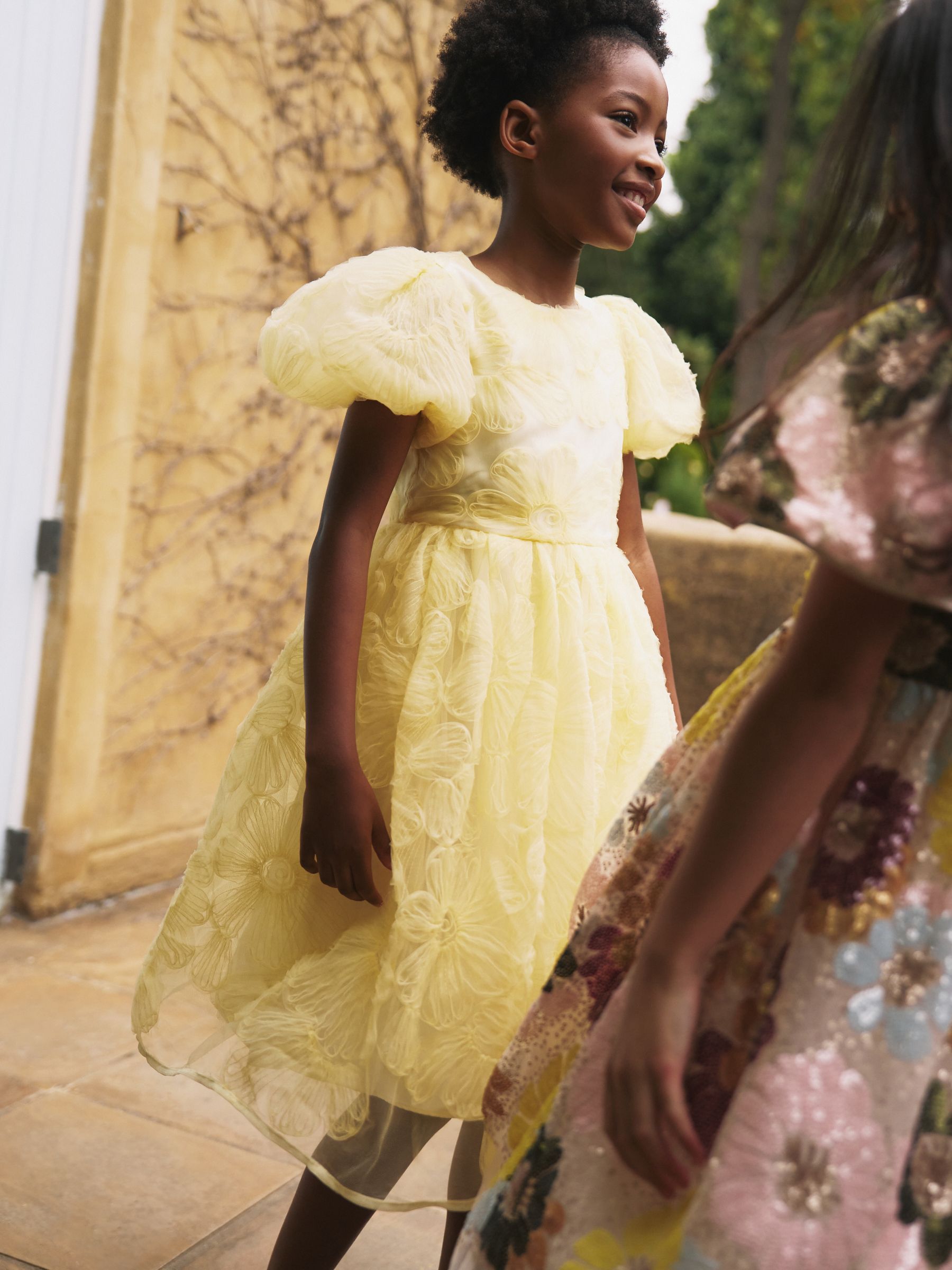Angel & Rocket Yellow Francine Embellished Puff Sleeve Dress image 5