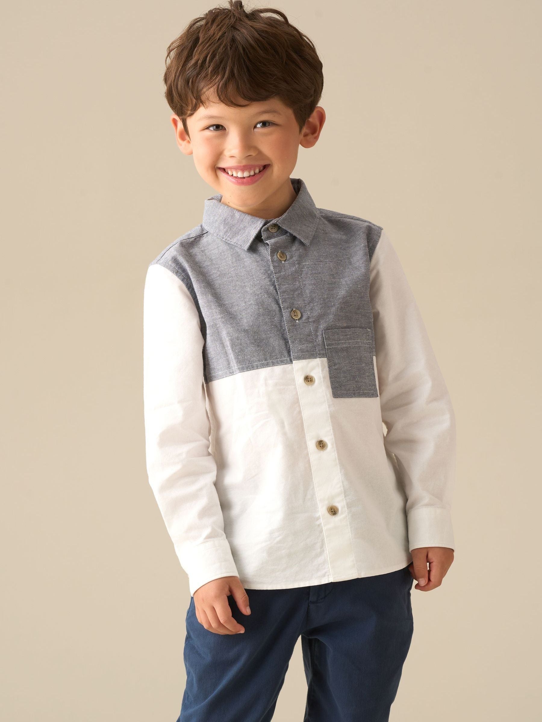 Dsiney Kidz - Angel & Rocket Grey Heath Colour Block Oxford Shirt image 1