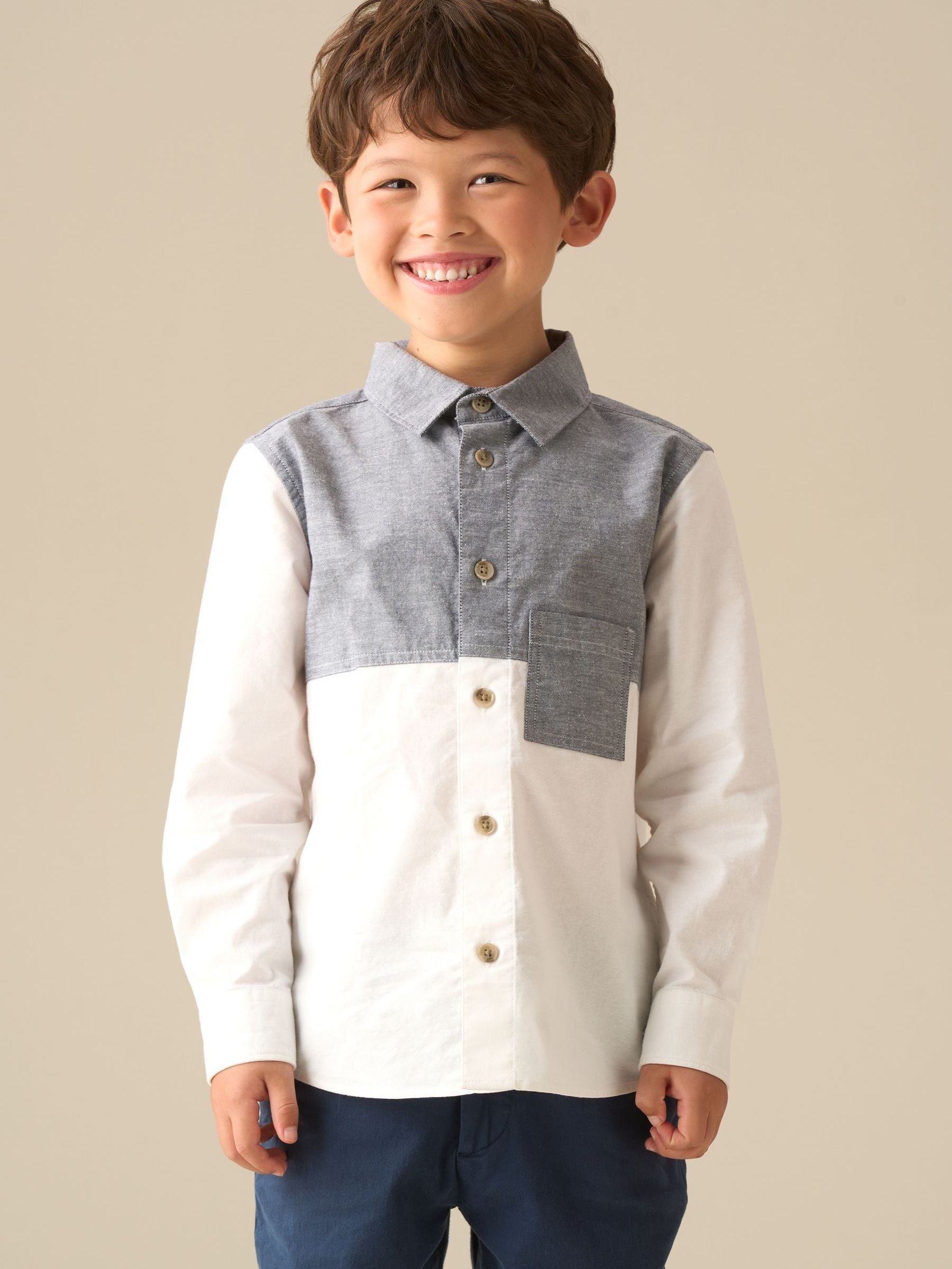 Dsiney Kidz - Angel & Rocket Grey Heath Colour Block Oxford Shirt image 3