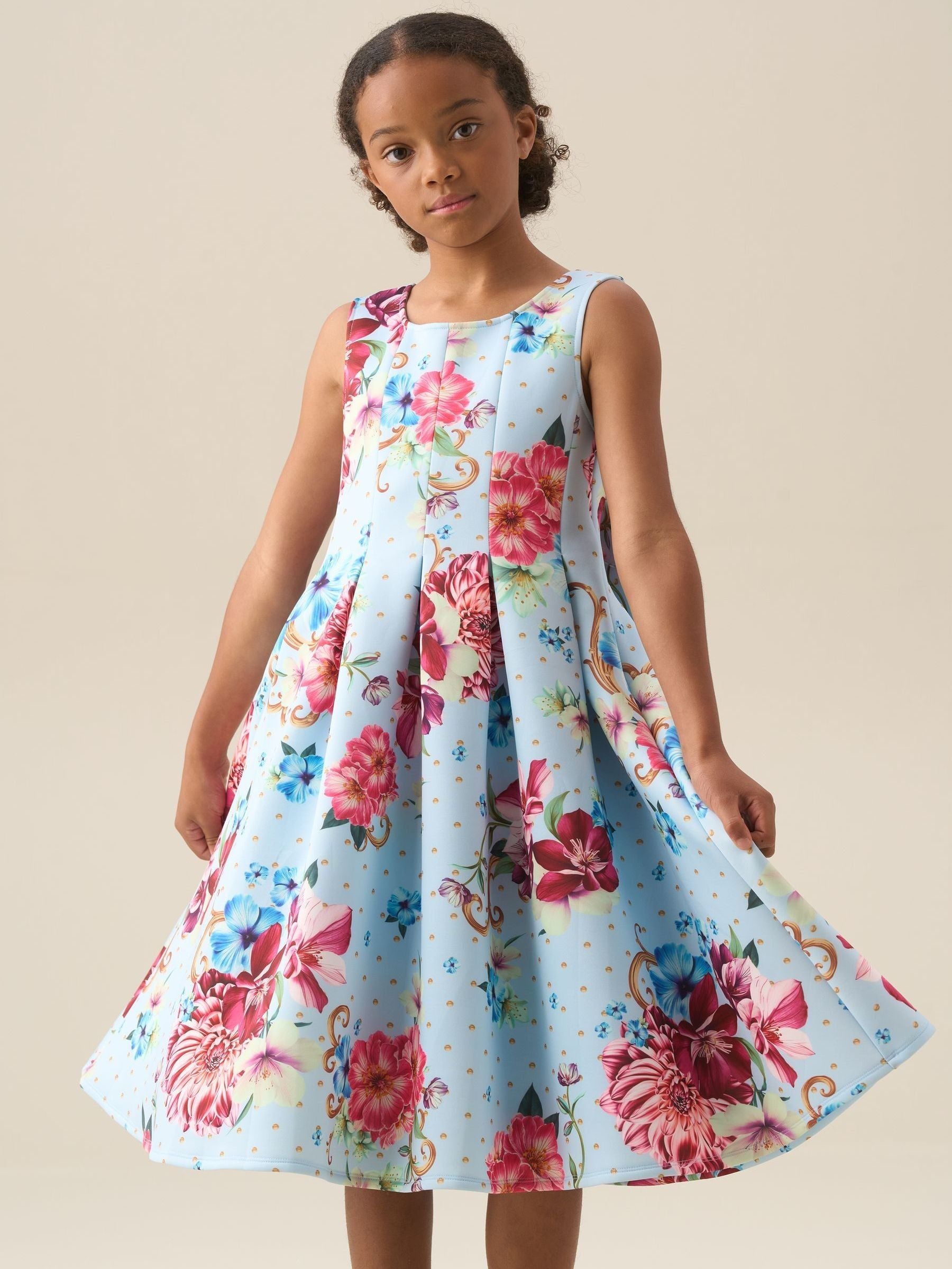 Angel & Rocket Blue Lola Pleated Fitted Dress image 3