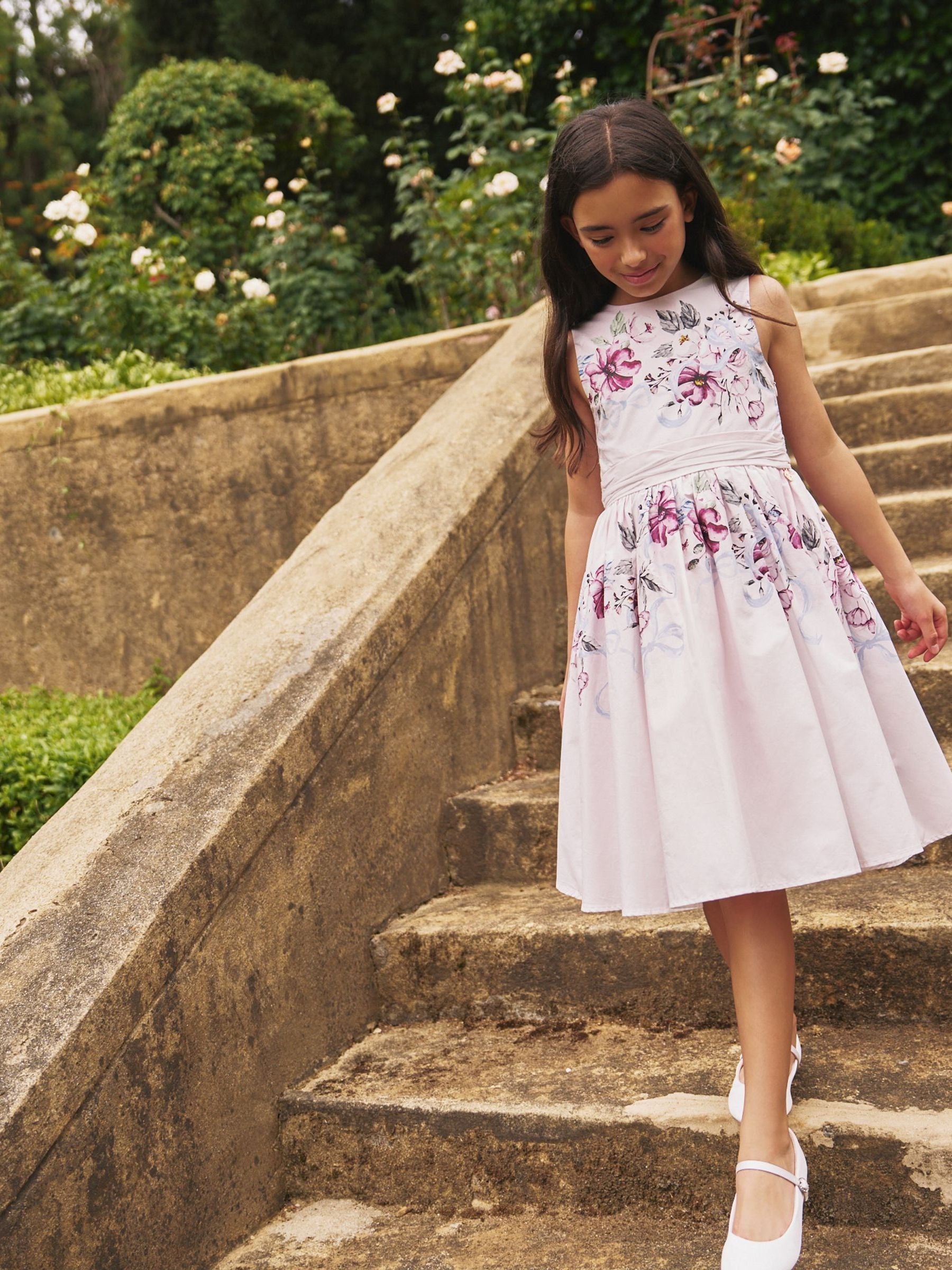 Angel & Rocket Pink Elisa Print Bow Waist Dress image 11