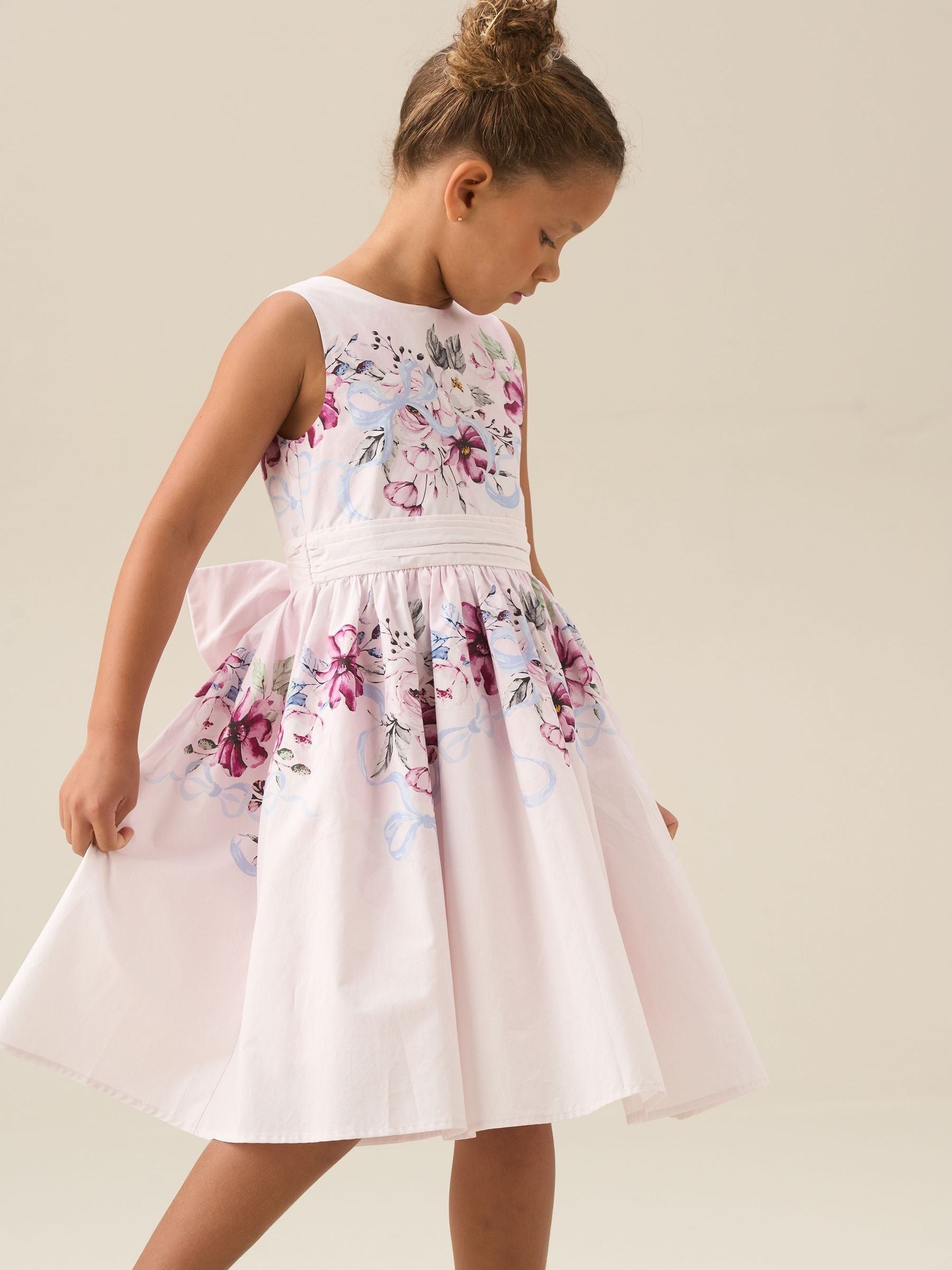 Angel & Rocket Pink Elisa Print Bow Waist Dress image 12