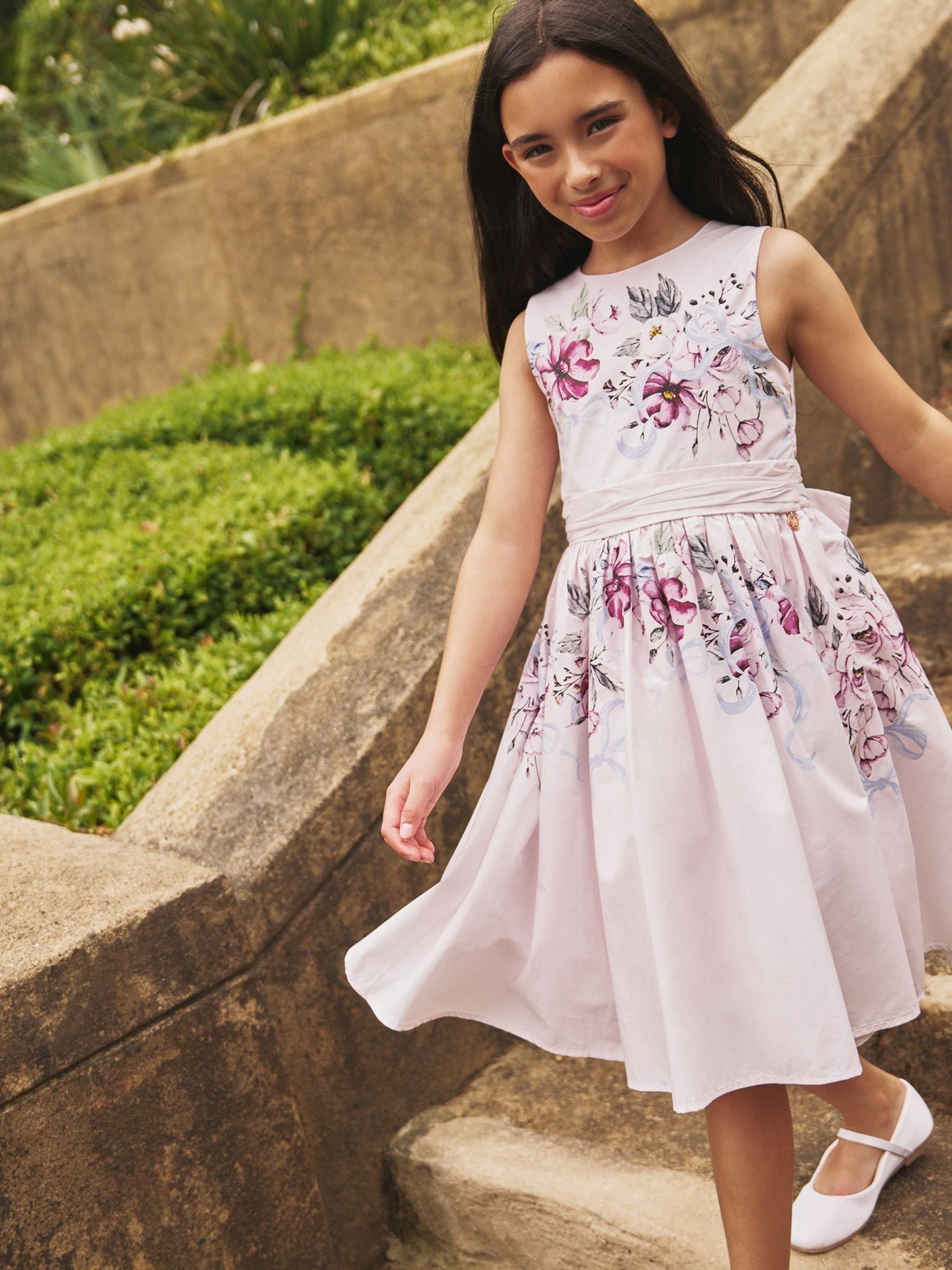 Angel & Rocket Pink Elisa Print Bow Waist Dress image 3