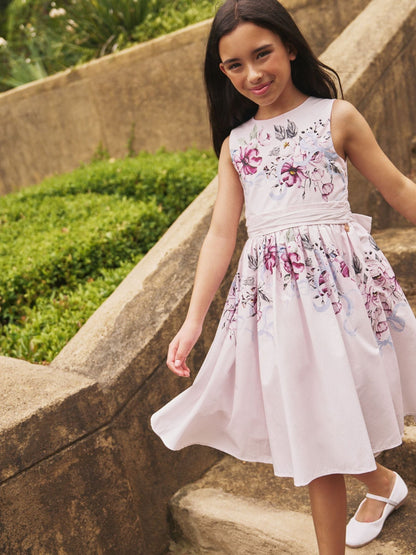 Angel & Rocket Pink Elisa Print Bow Waist Dress image 3