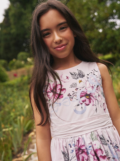 Angel & Rocket Pink Elisa Print Bow Waist Dress image 4