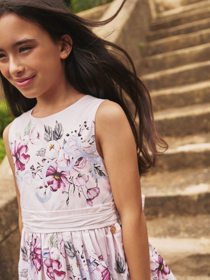 Angel & Rocket Pink Elisa Print Bow Waist Dress image 6