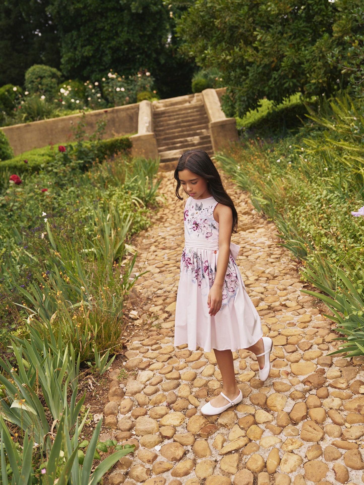Angel & Rocket Pink Elisa Print Bow Waist Dress image 7