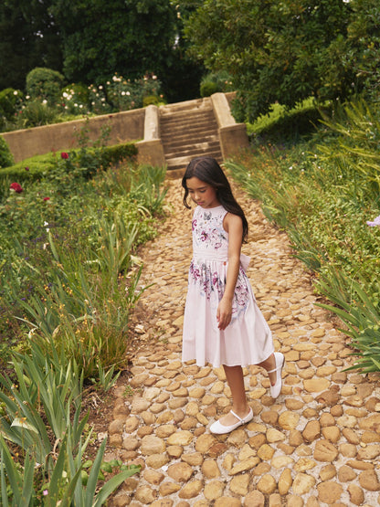 Angel & Rocket Pink Elisa Print Bow Waist Dress image 7