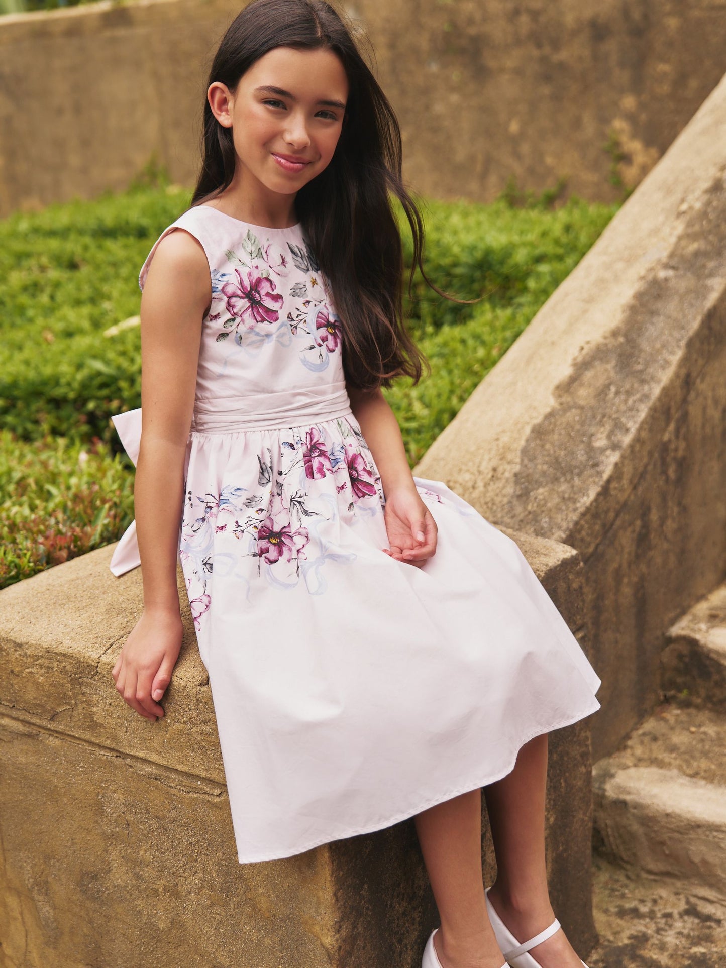 Angel & Rocket Pink Elisa Print Bow Waist Dress image 8