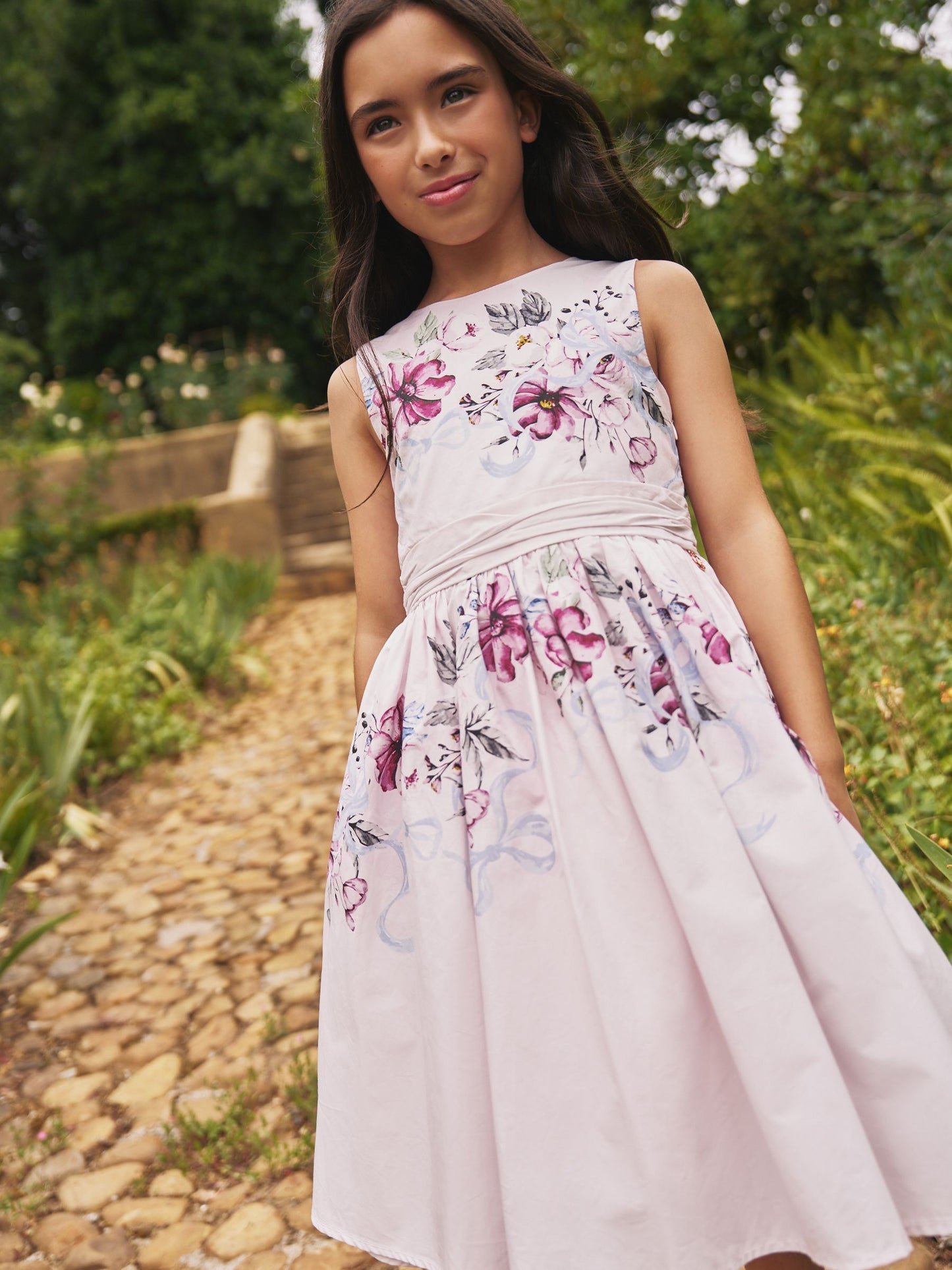 Angel & Rocket Pink Elisa Print Bow Waist Dress image 9