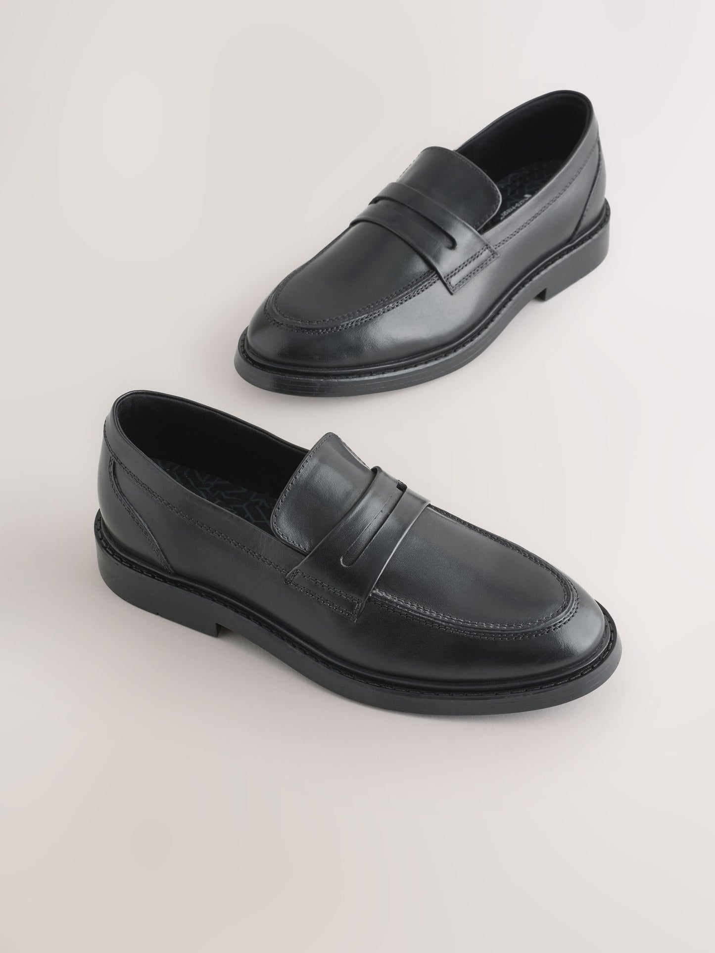 Black Leather Slip on School Loafer Shoes image 1