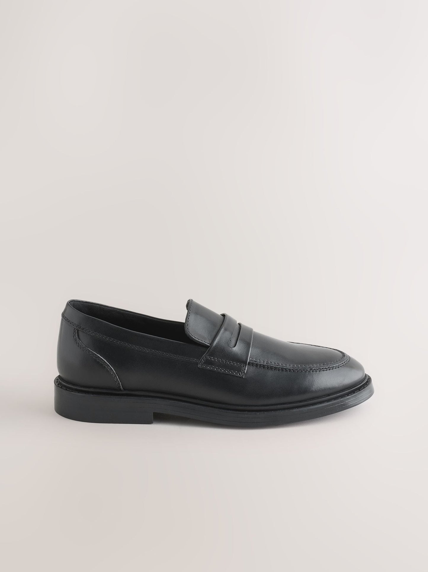 Black Leather Slip on School Loafer Shoes image 2