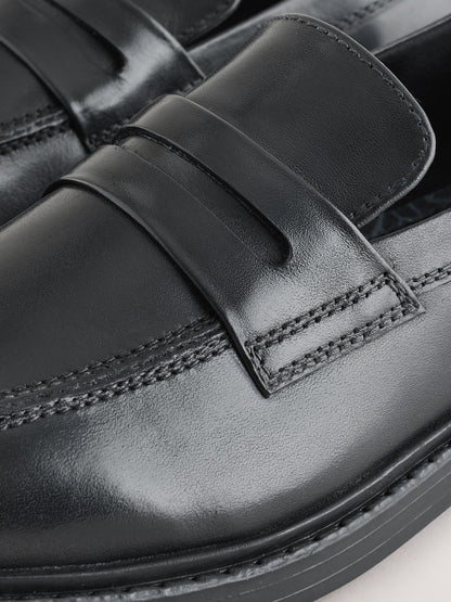 Black Leather Slip on School Loafer Shoes image 5