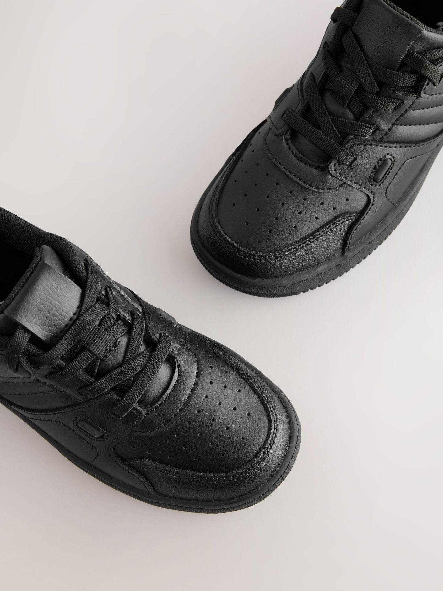 Black Standard Fit (F) Leather Touch Fastening Elastic Lace School Shoes image 4
