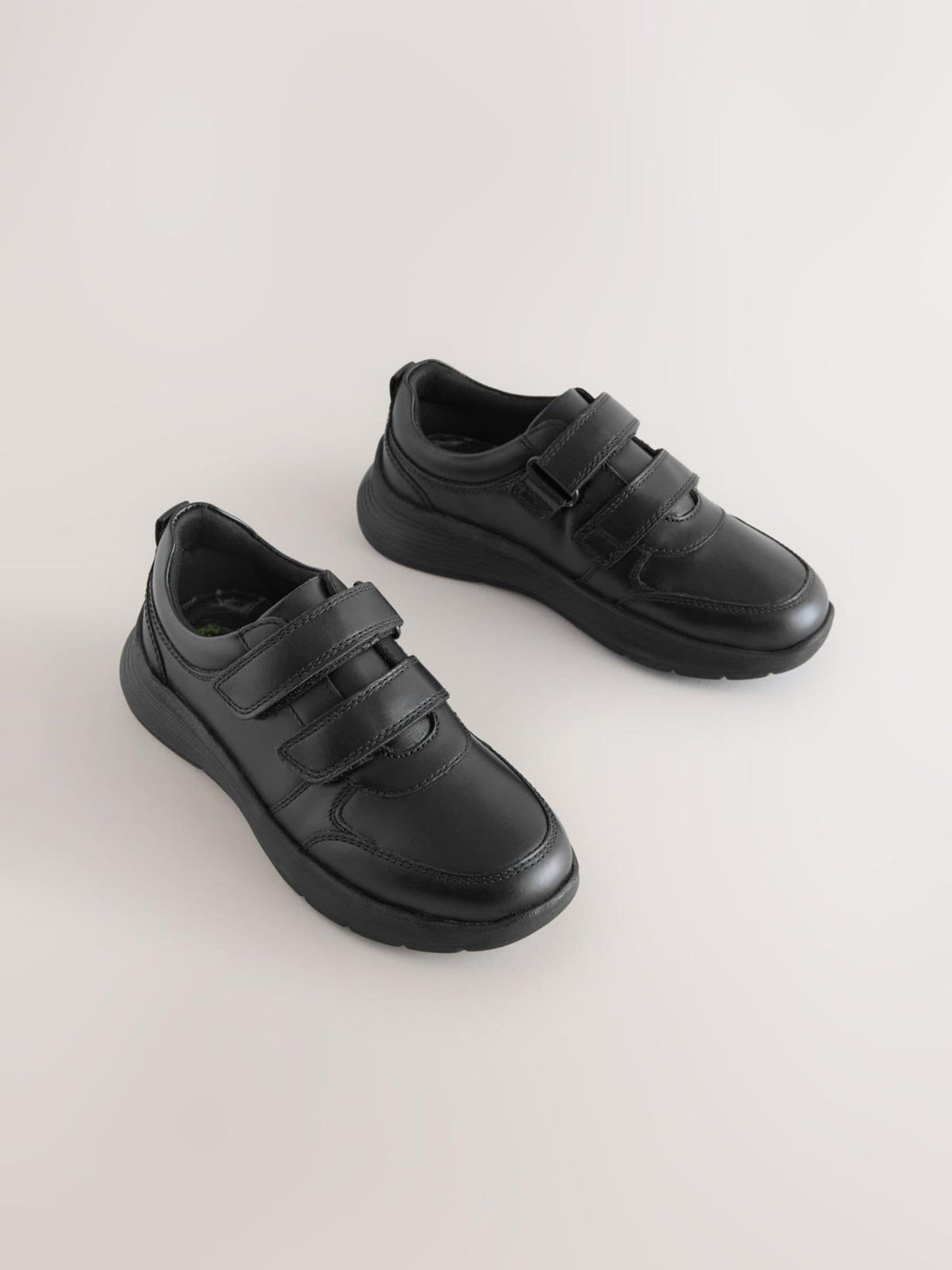 Black Football Leather Touch Fastening School Shoes image 1