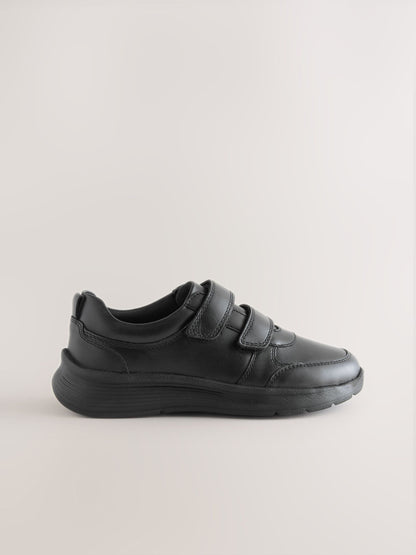 Black Football Leather Touch Fastening School Shoes image 2