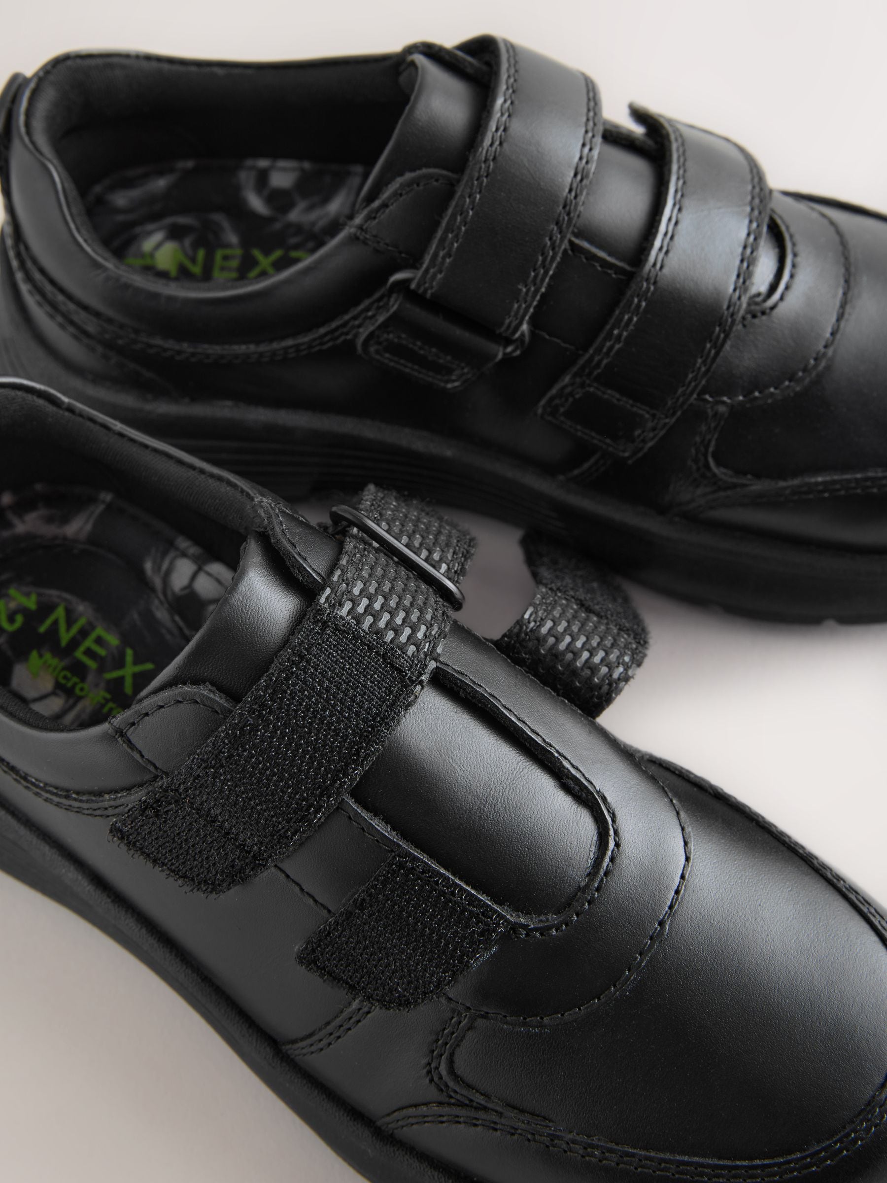 Black Football Leather Touch Fastening School Shoes image 3