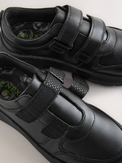 Black Football Leather Touch Fastening School Shoes image 3